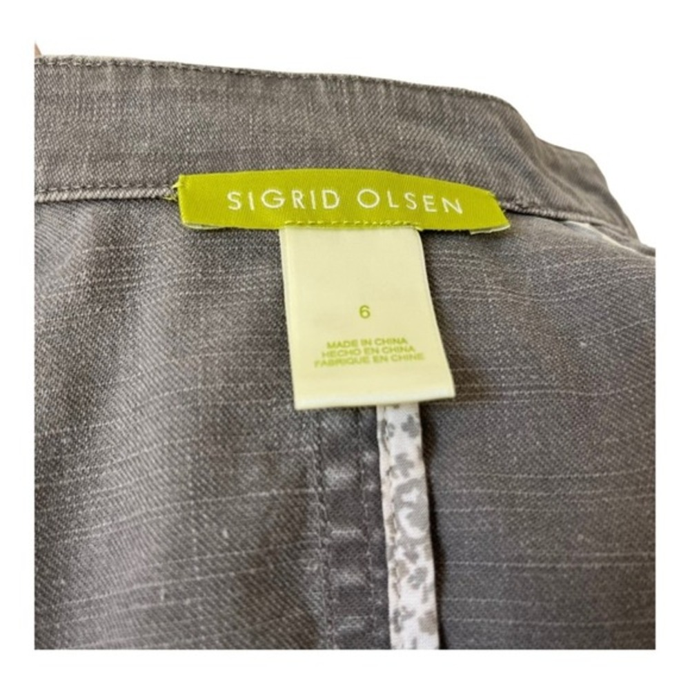 Vtg 90s Sigrid Olsen Chore Jacket Womens 4 Gray Front Snap Neutral Field Barn - Picture 8 of 11